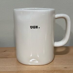 Rae Dunn White Ceramic Mug with 'UGH.' Text